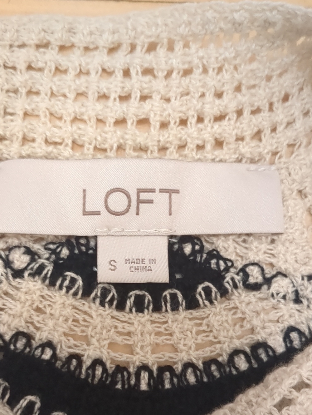 Loft Cotton Crochet Halter Top Black/Tan Size Small NWOT - Picture 4 of 9